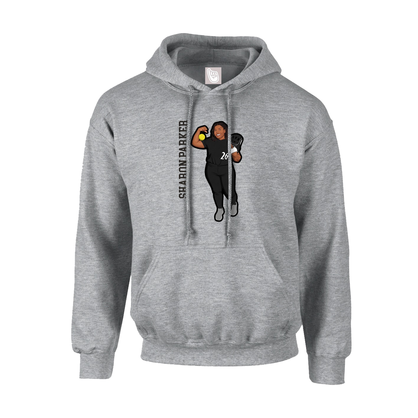 Youth Hoodie — Name Vertical in Grey