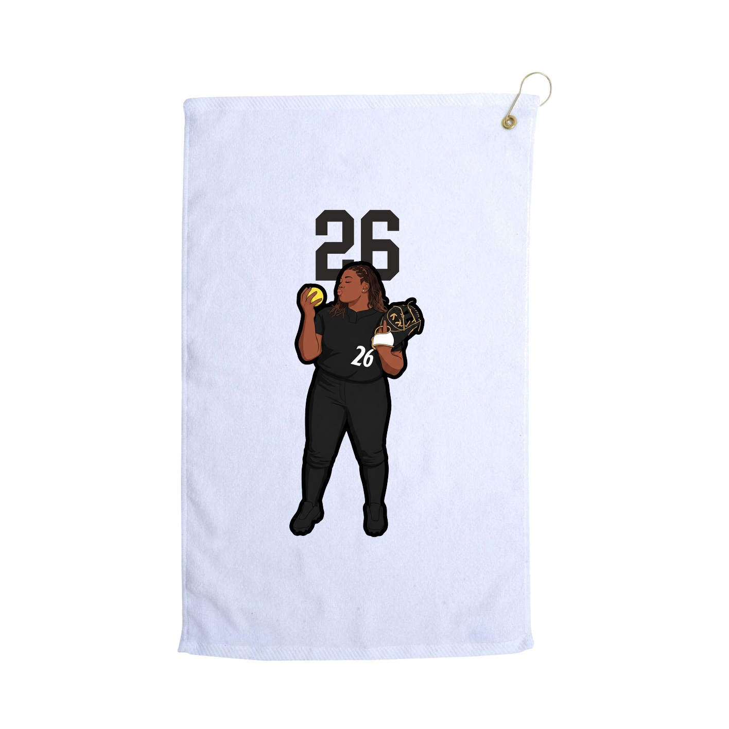 Golf Towel — Number Top in White