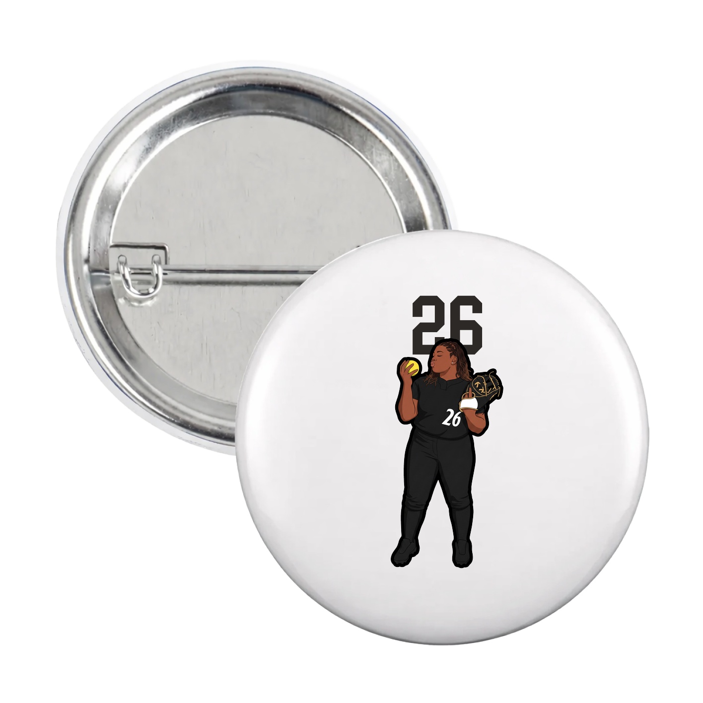 Game Day Button — Number Top in White