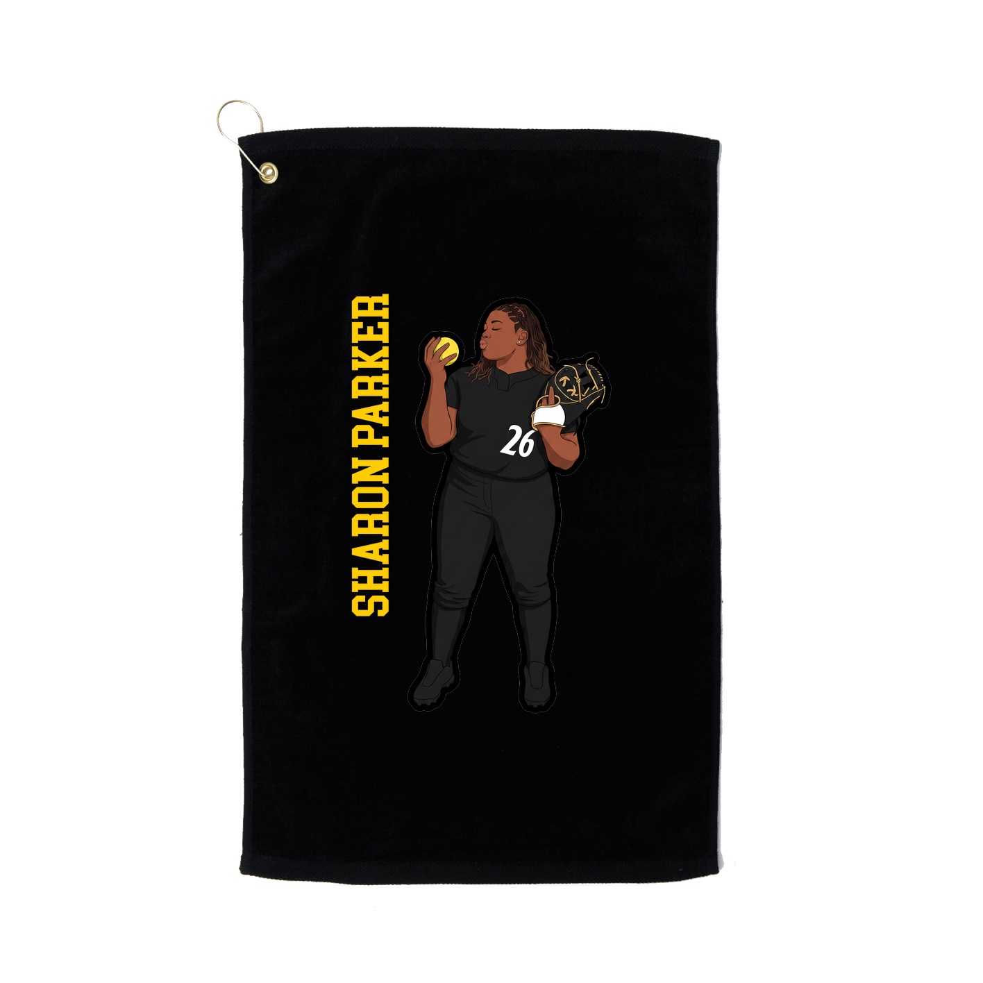 Golf Towel — Name Vertical in Black