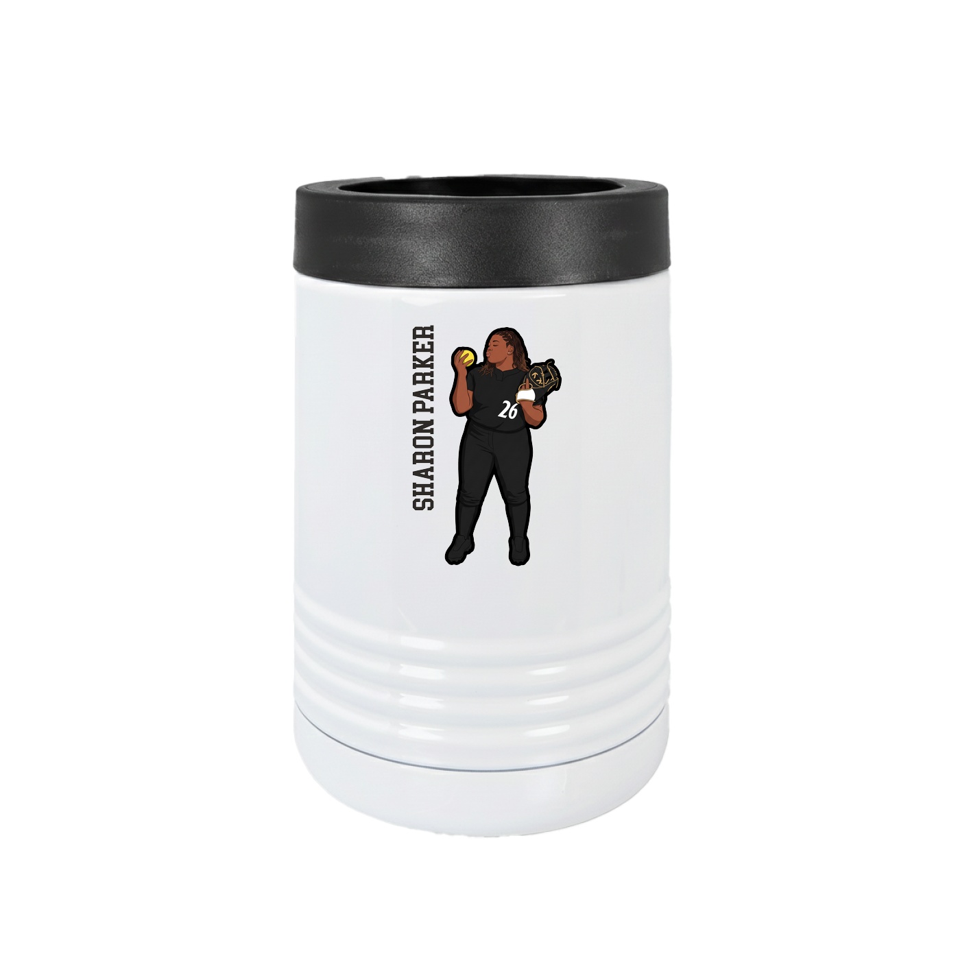 Beverage Holder — Name Vertical in White