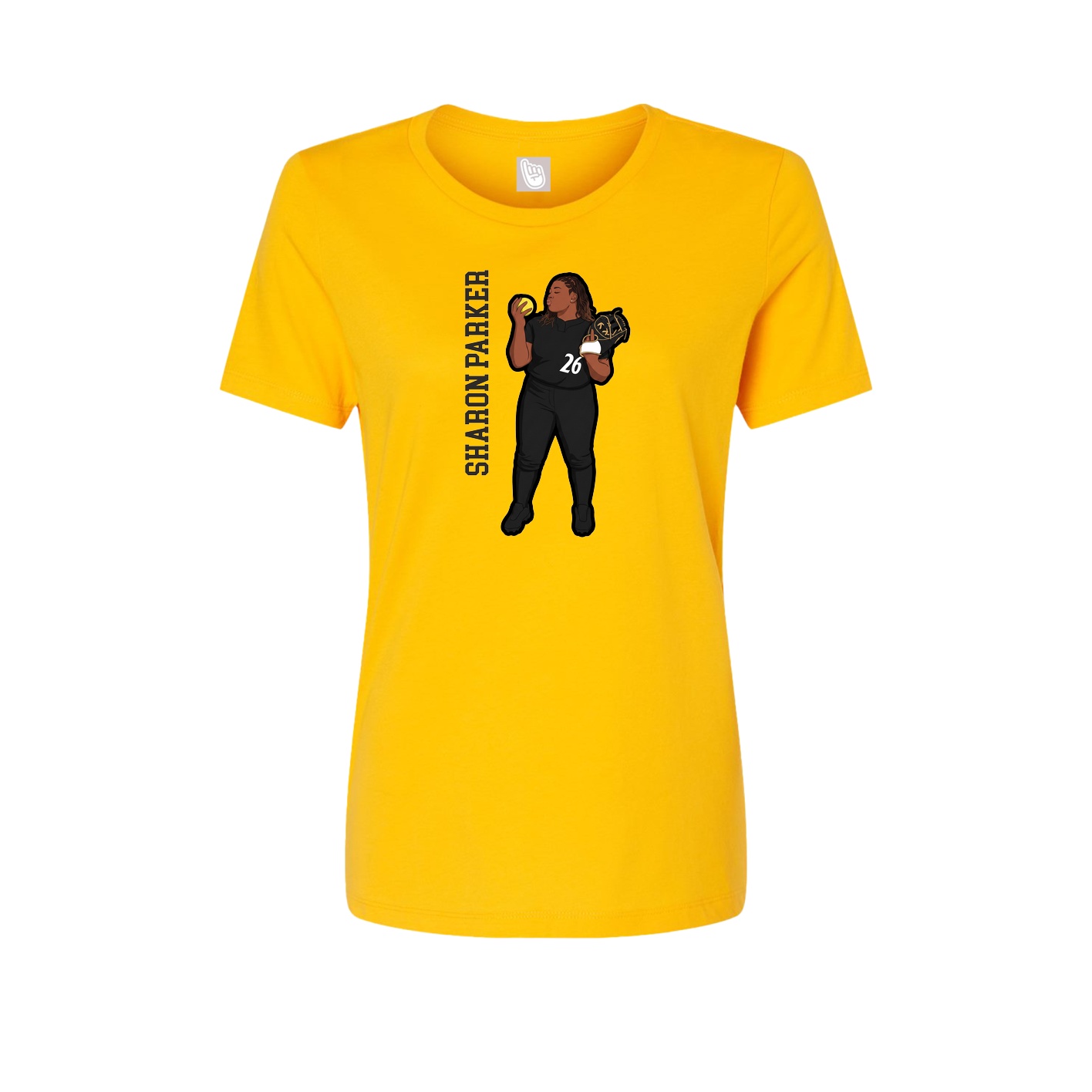 Womens Tee — Name Vertical in Gold