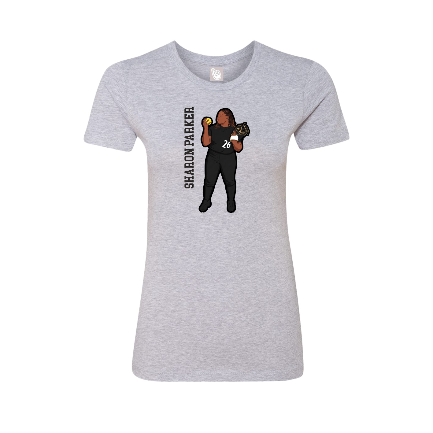 Fitted Women's Tee — Name Vertical in Grey