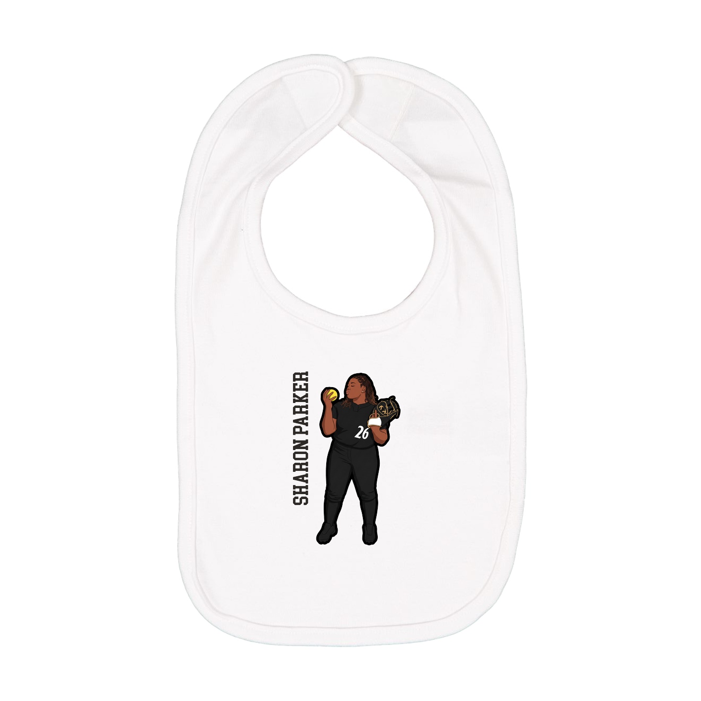 Infant Bib — Name Vertical in White