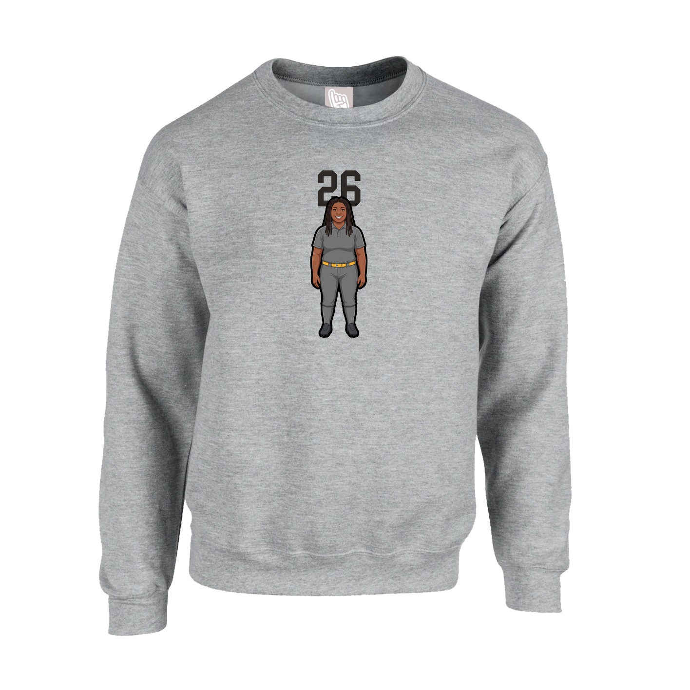 Fleece Crew — Number Top in Grey