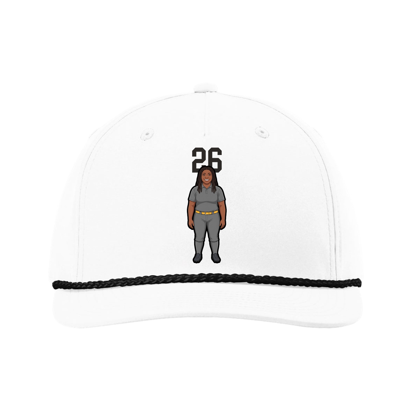 Five-Panel Classic Rope Cap — Number Top in White