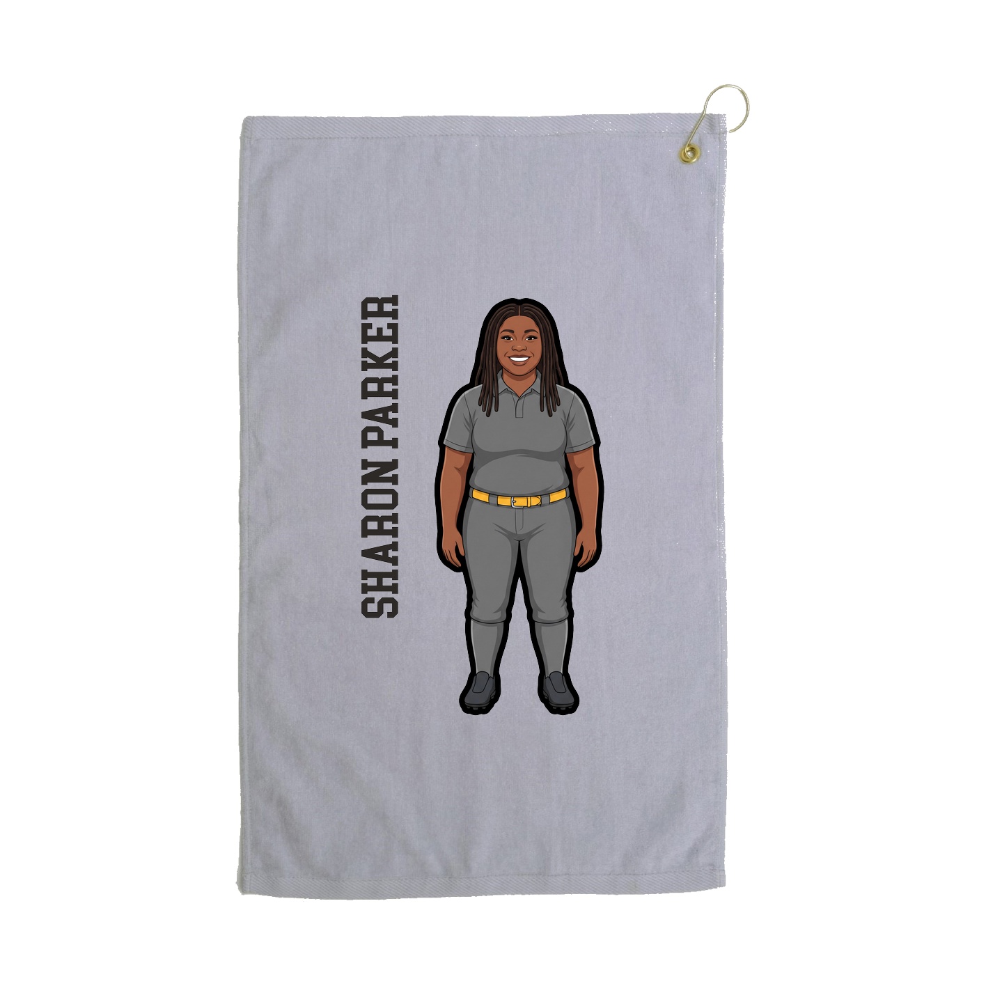 Golf Towel — Name Vertical in Grey
