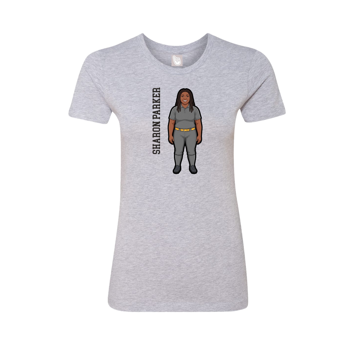 Womens Tee — Name Vertical in Grey