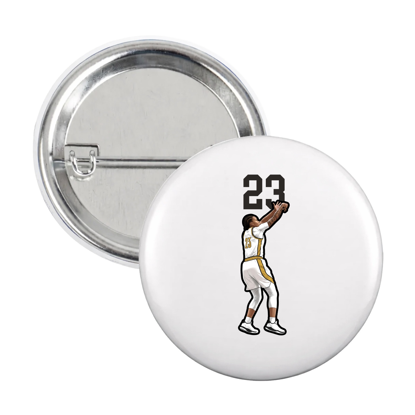 Game Day Button — Number Top in White