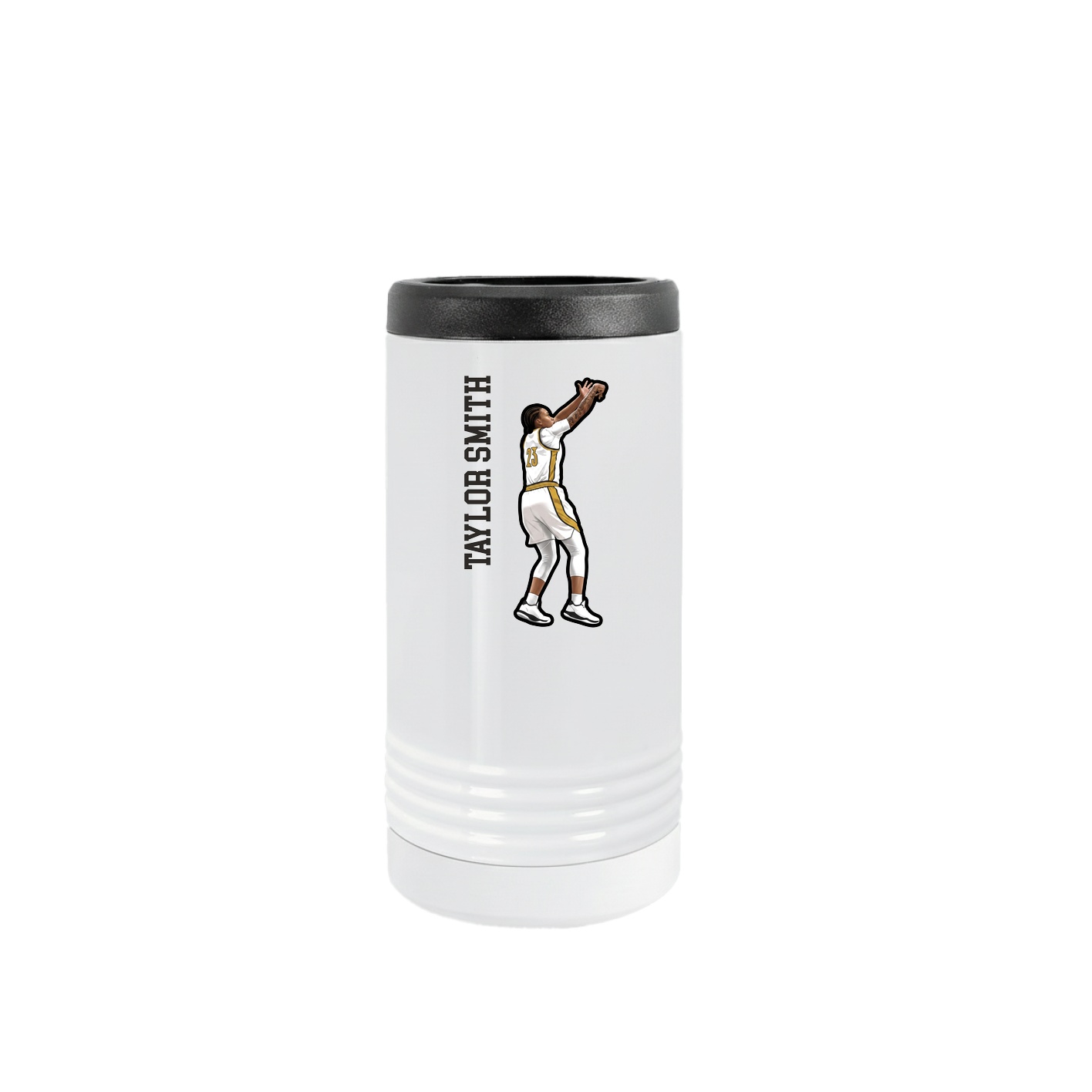 Slim Beverage Holder — Name Vertical in White