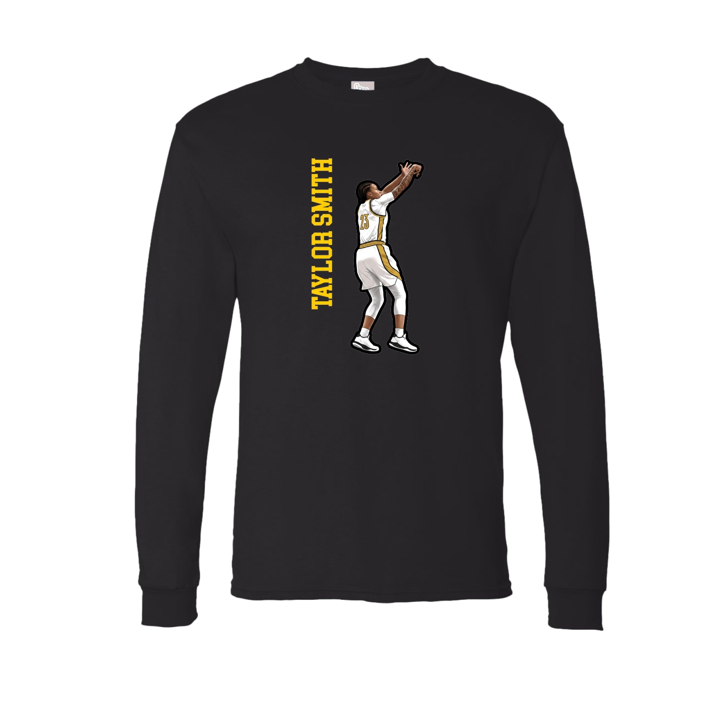 Long Sleeve Tee — Name Vertical in Black