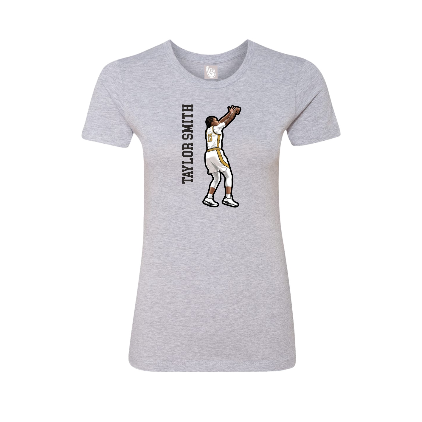 Fitted Women's Tee — Name Vertical in Grey