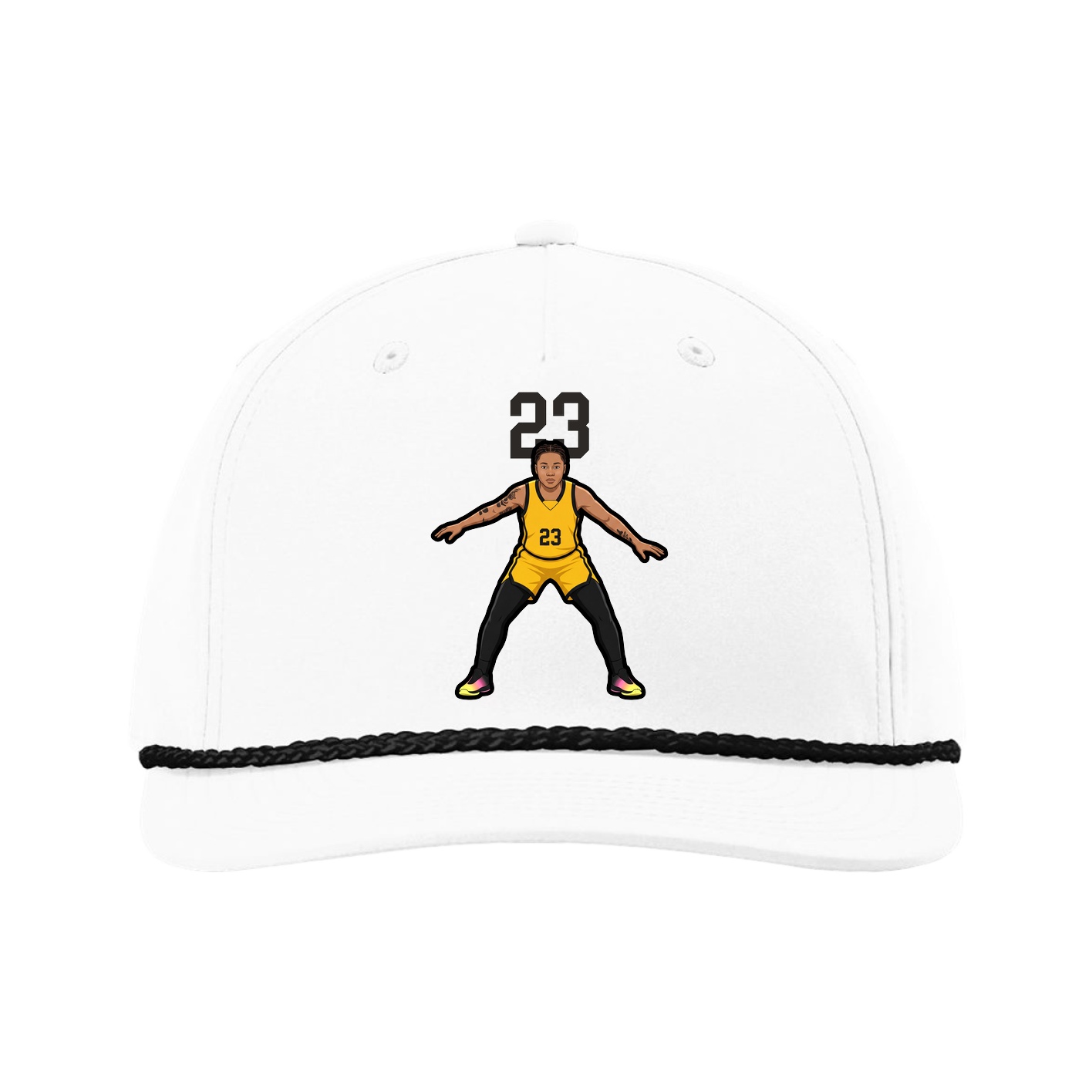 Five-Panel Classic Rope Cap — Number Top in White