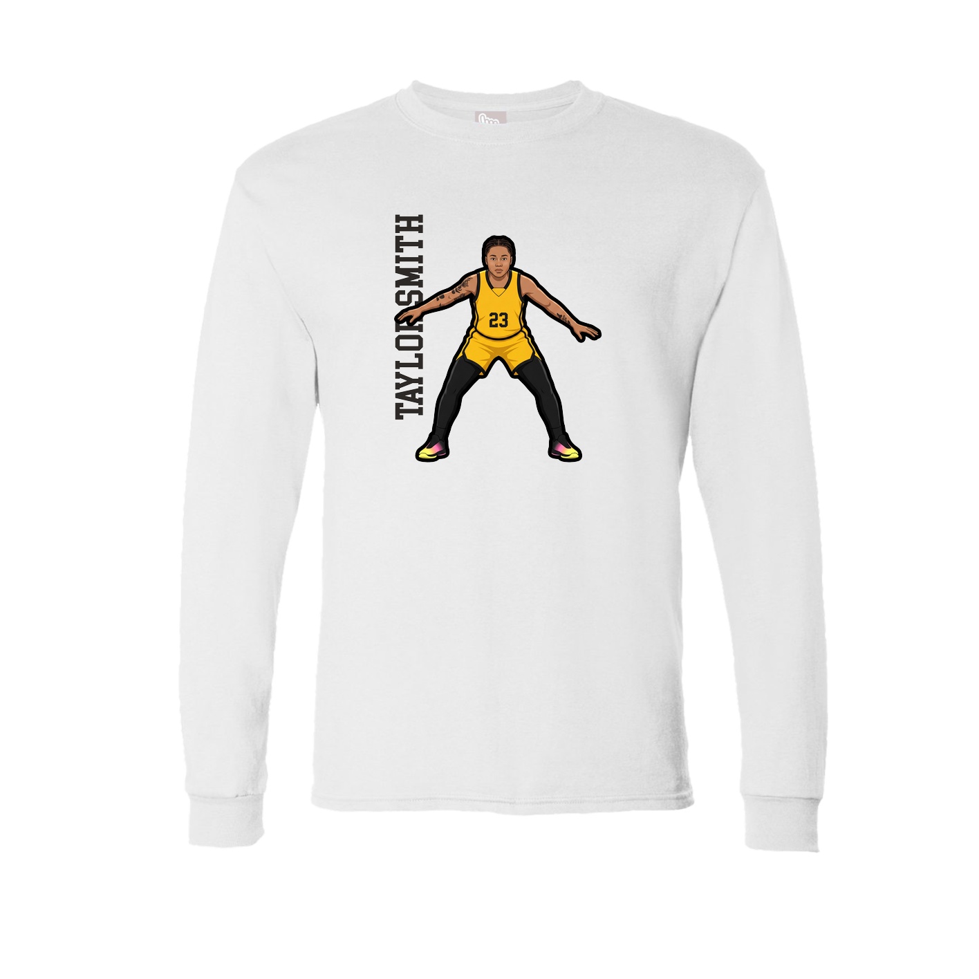 Long Sleeve Tee — Name Vertical in White
