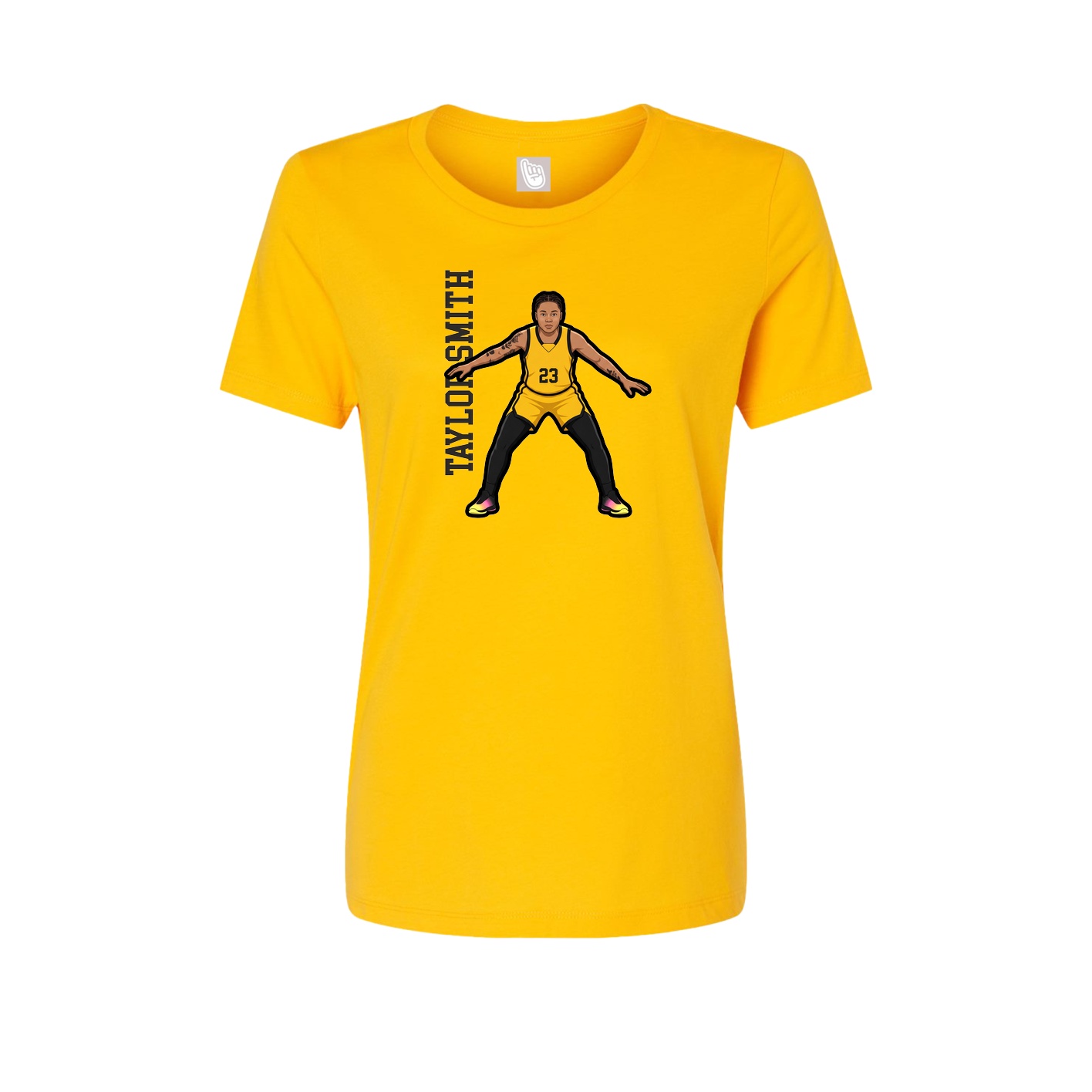 Fitted Women's Tee — Name Vertical in Gold
