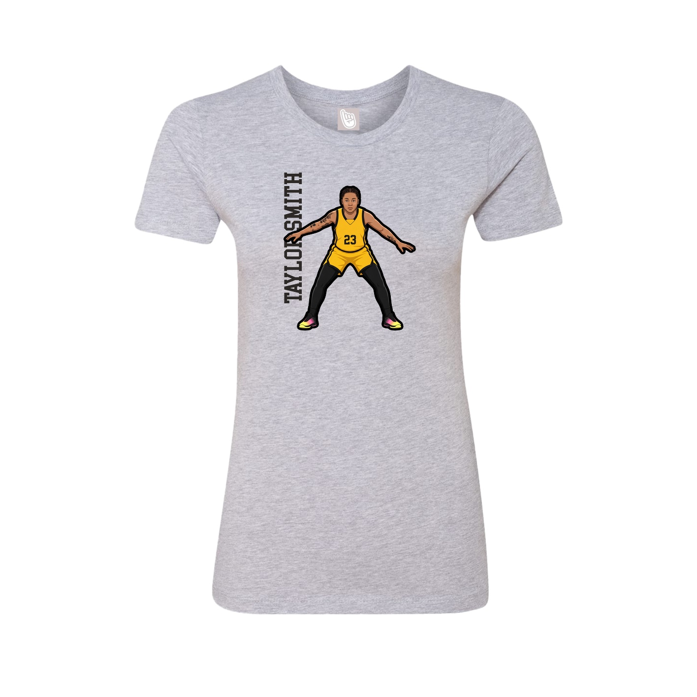 Womens Tee — Name Vertical in Grey