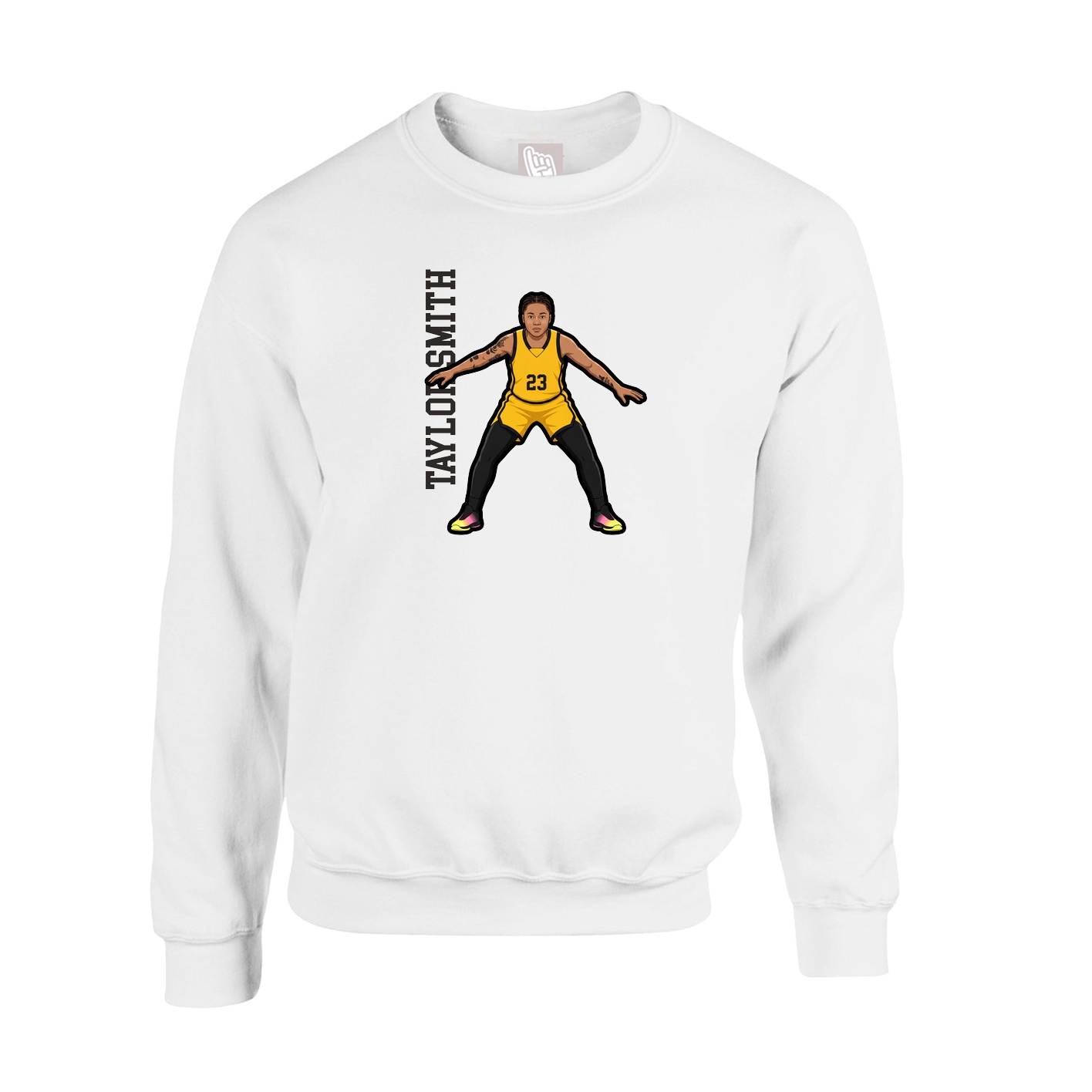 Fleece Crew — Name Vertical in White