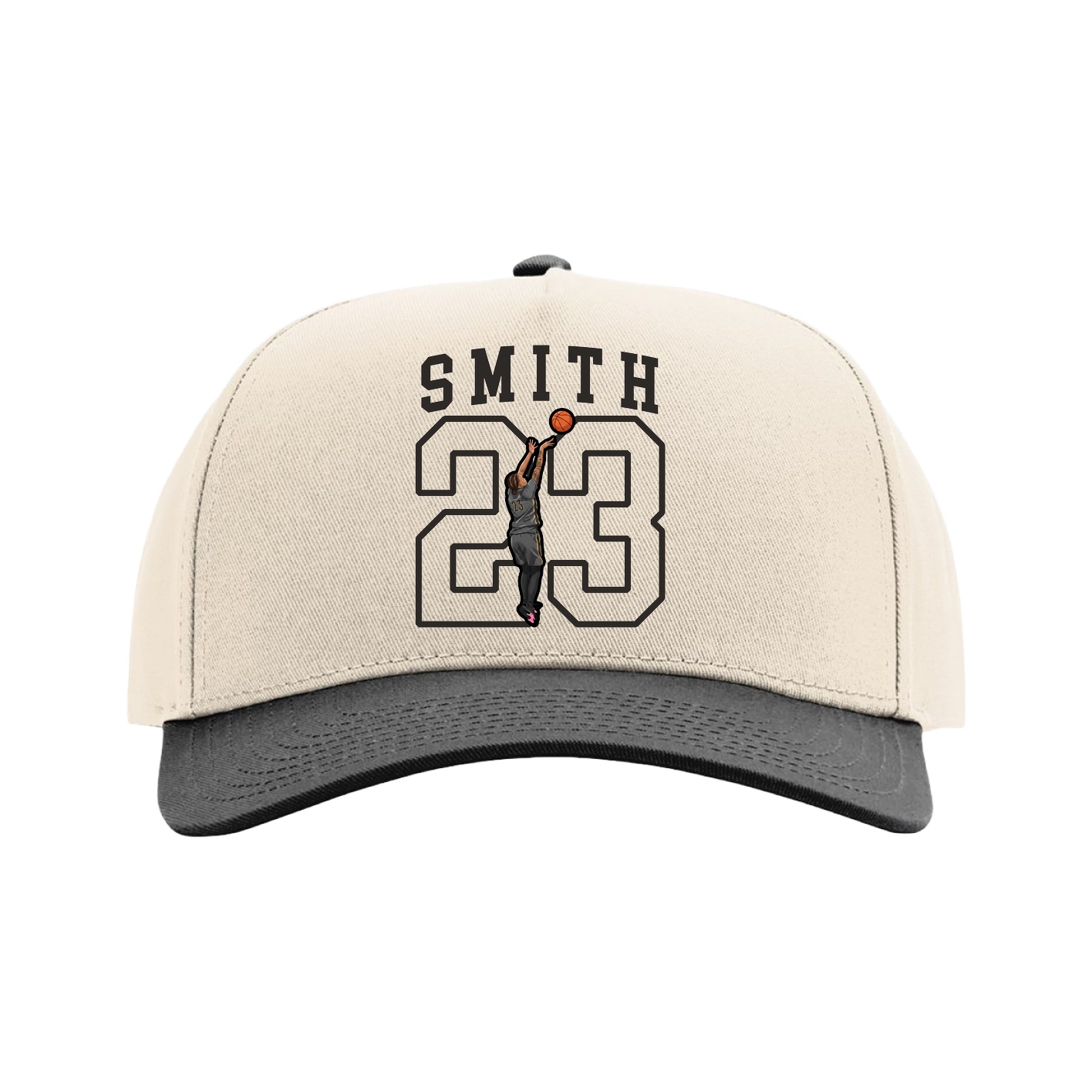 Full Fabric Five-Panel Champ Cap — Shirsey in Cream/Black