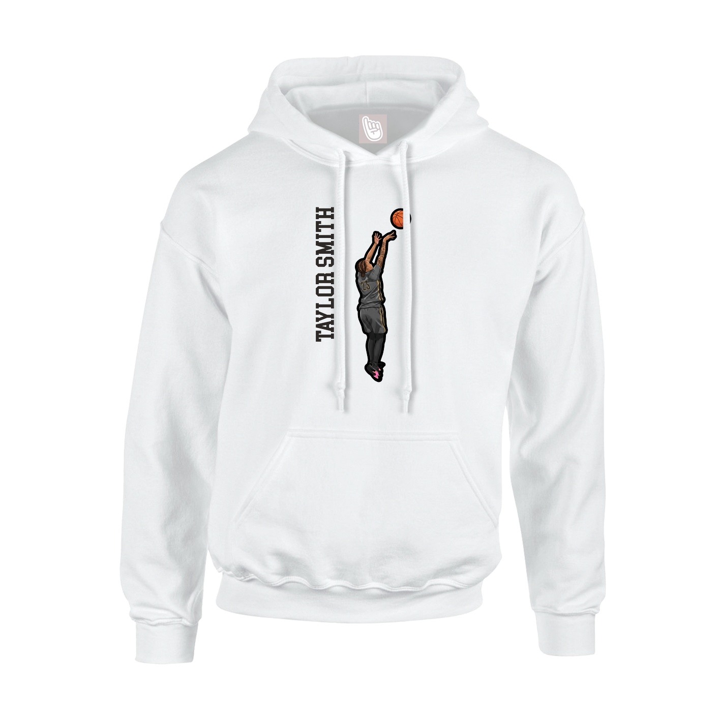 Hoodie — Name Vertical in White