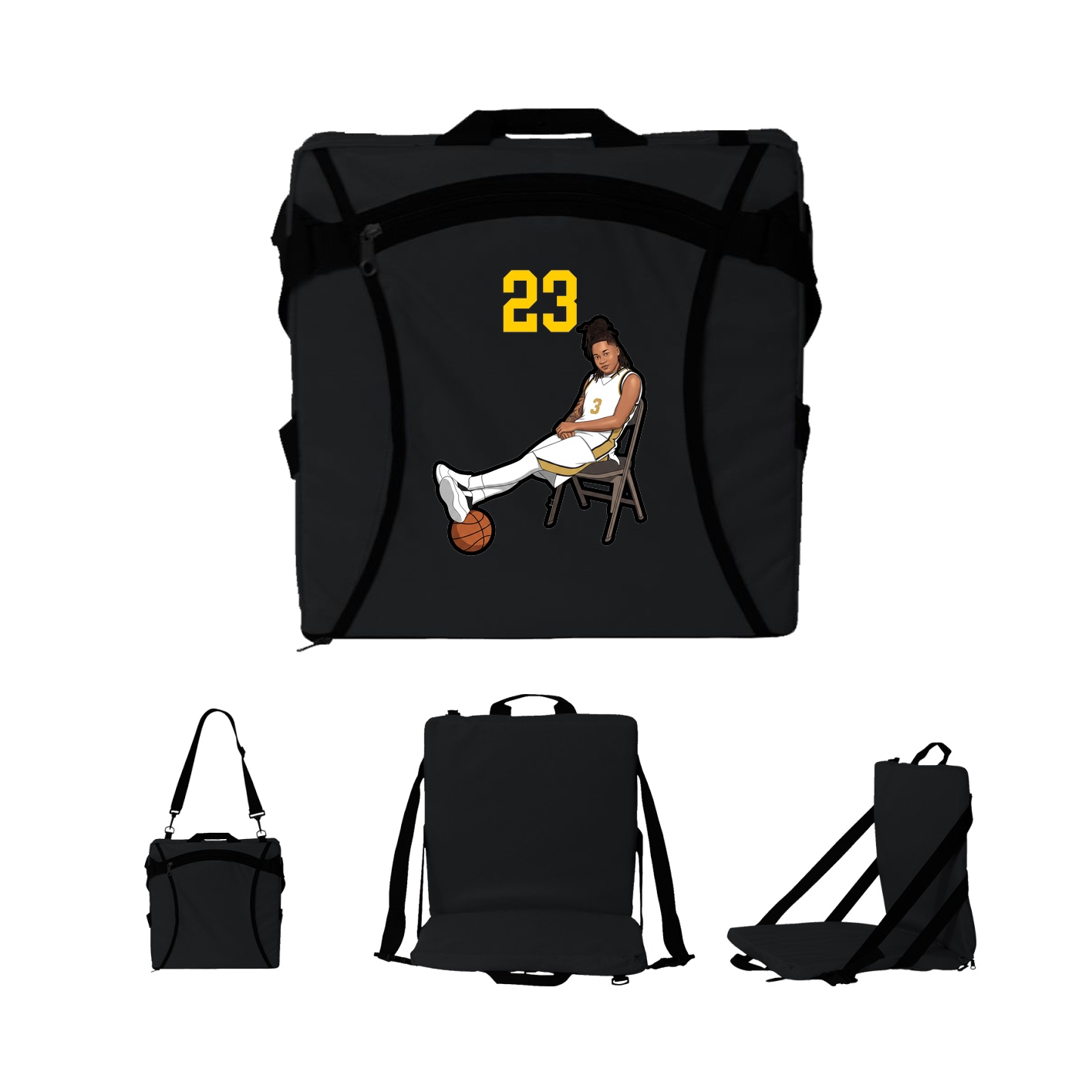 Folding Stadium Seat — Number Top in Black