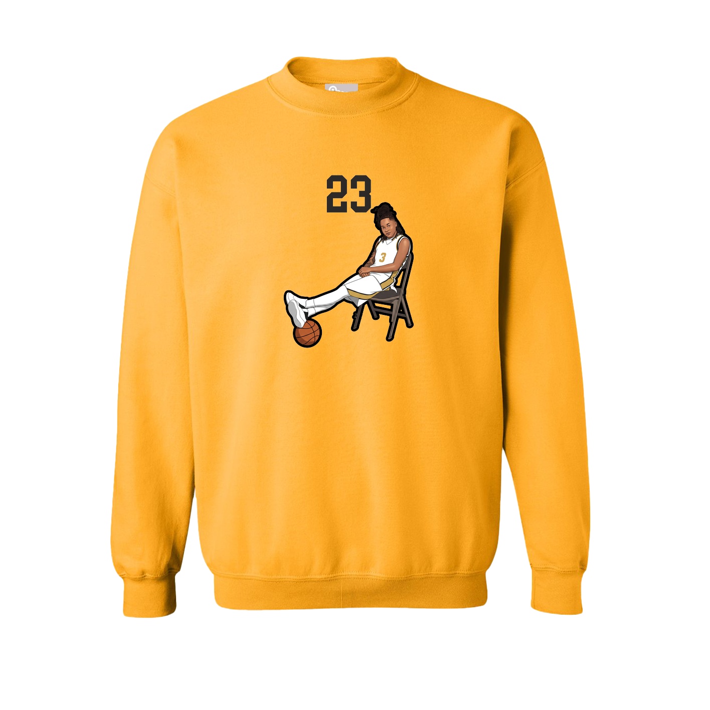 Fleece Crew — Number Top in Gold