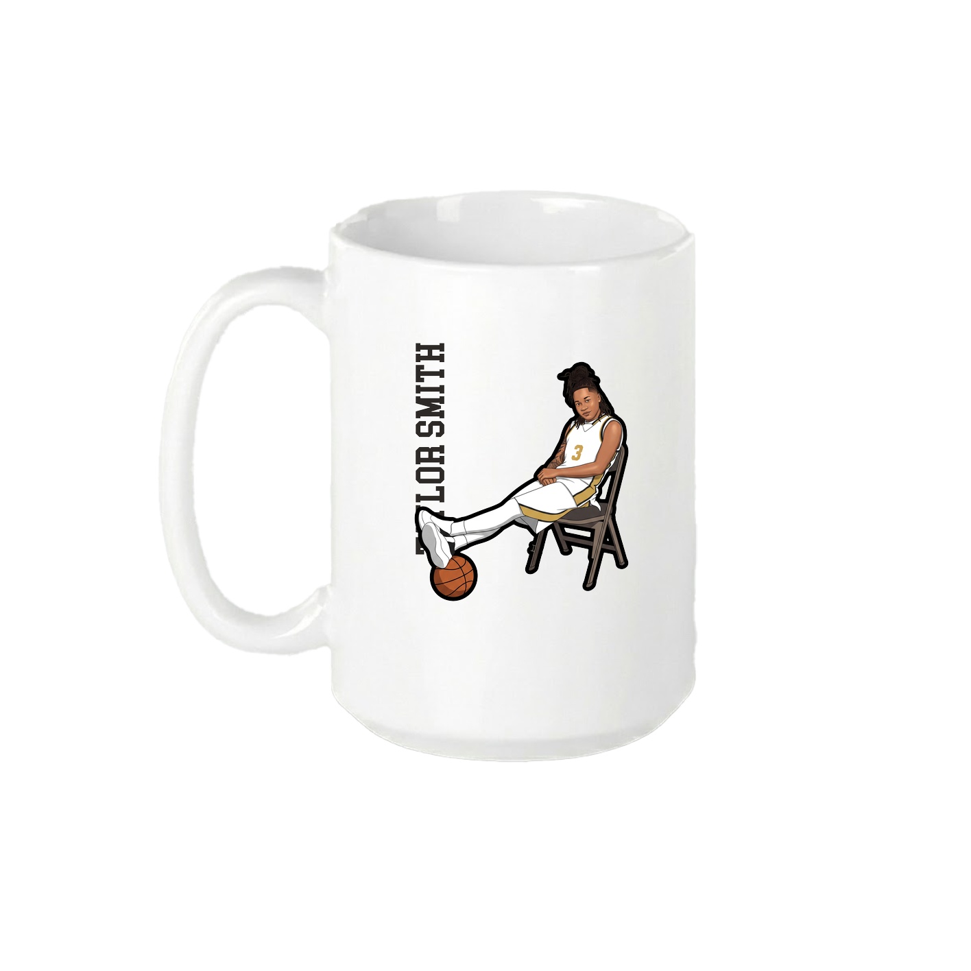 15oz Coffee Mug — Name Vertical in White