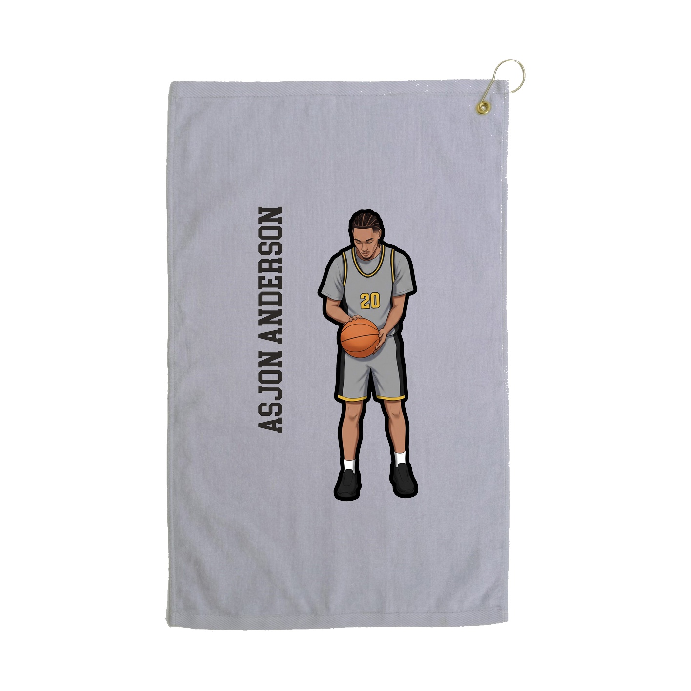 Golf Towel — Name Vertical in Grey