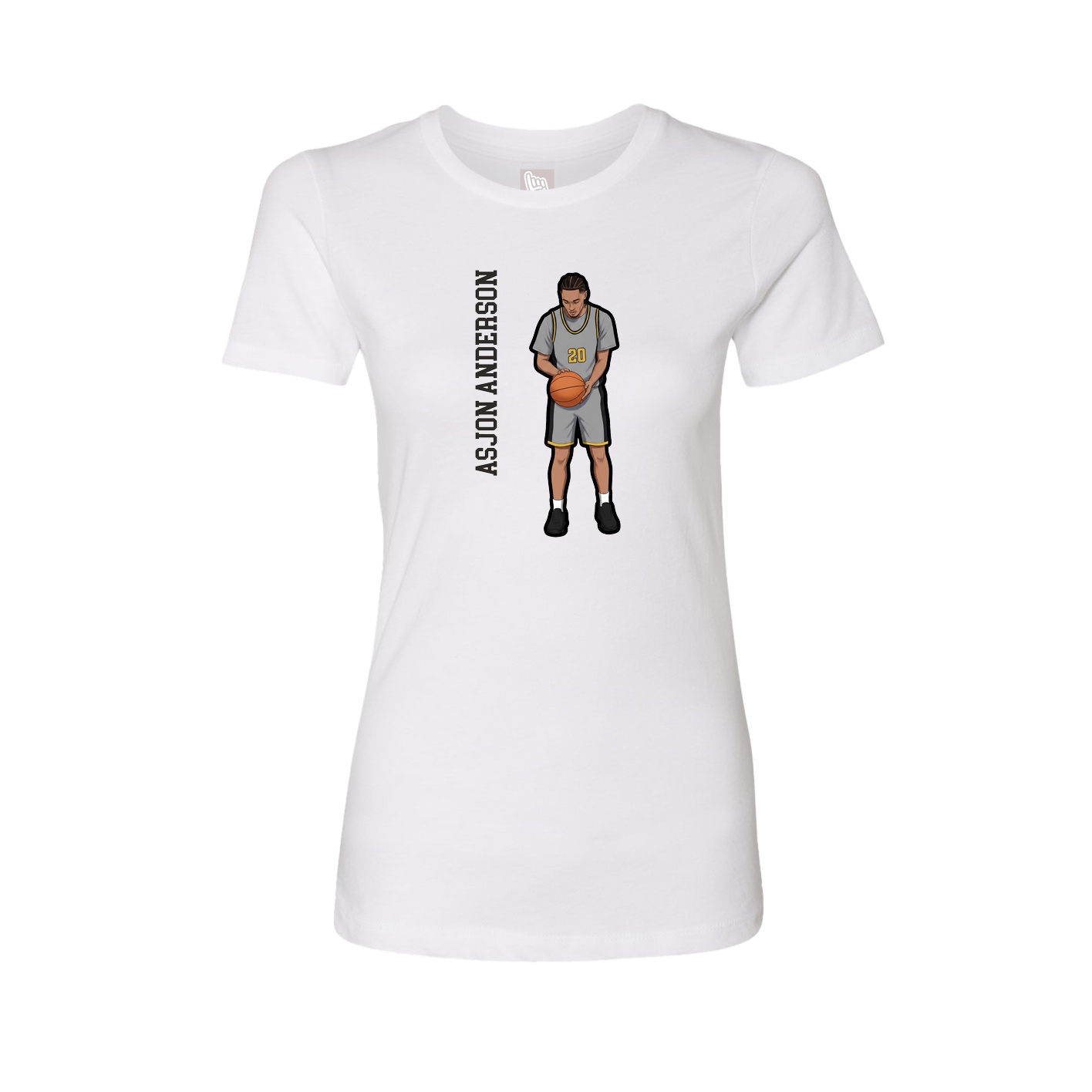Fitted Women's Tee — Name Vertical in White
