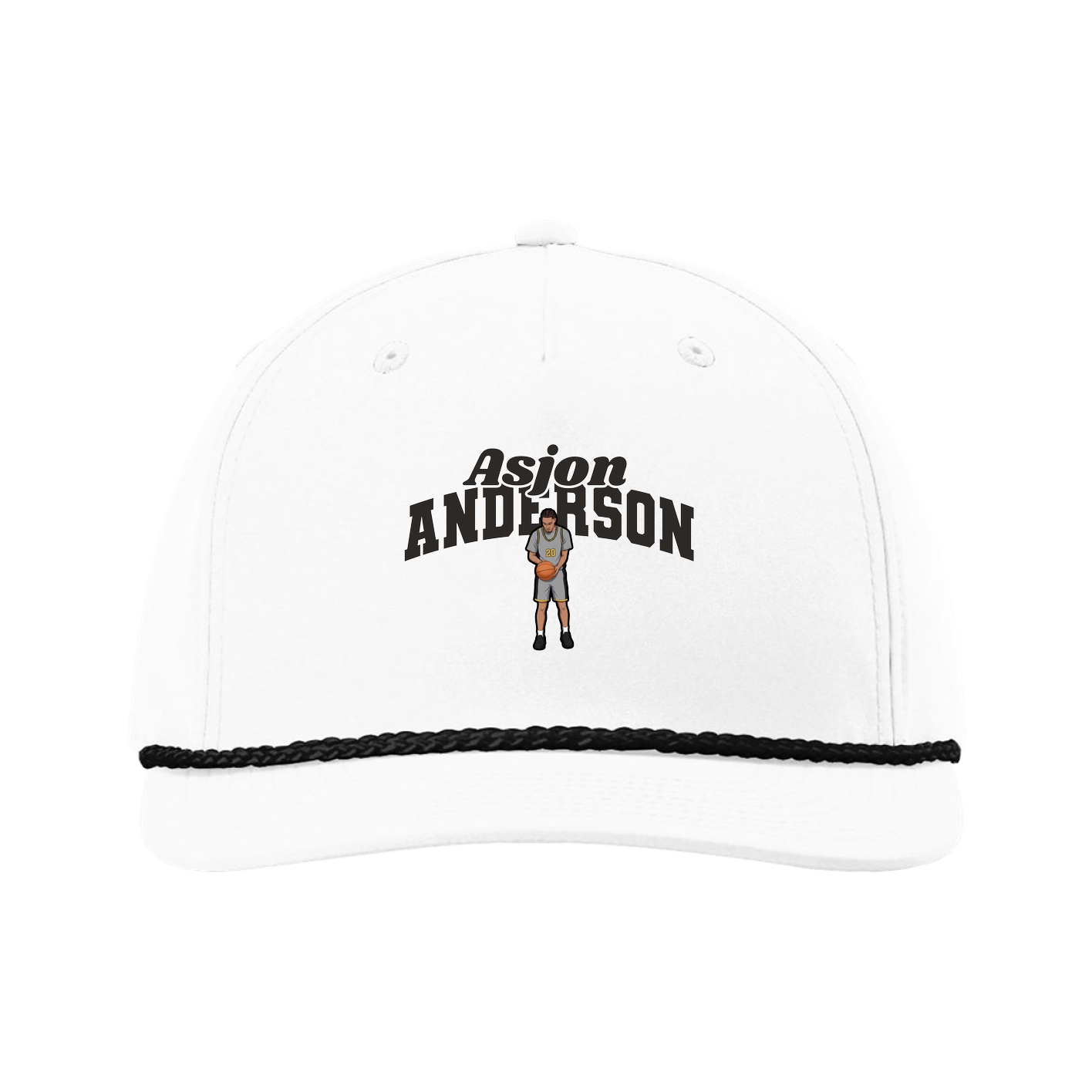 Five-Panel Classic Rope Cap — Signature Arch in White