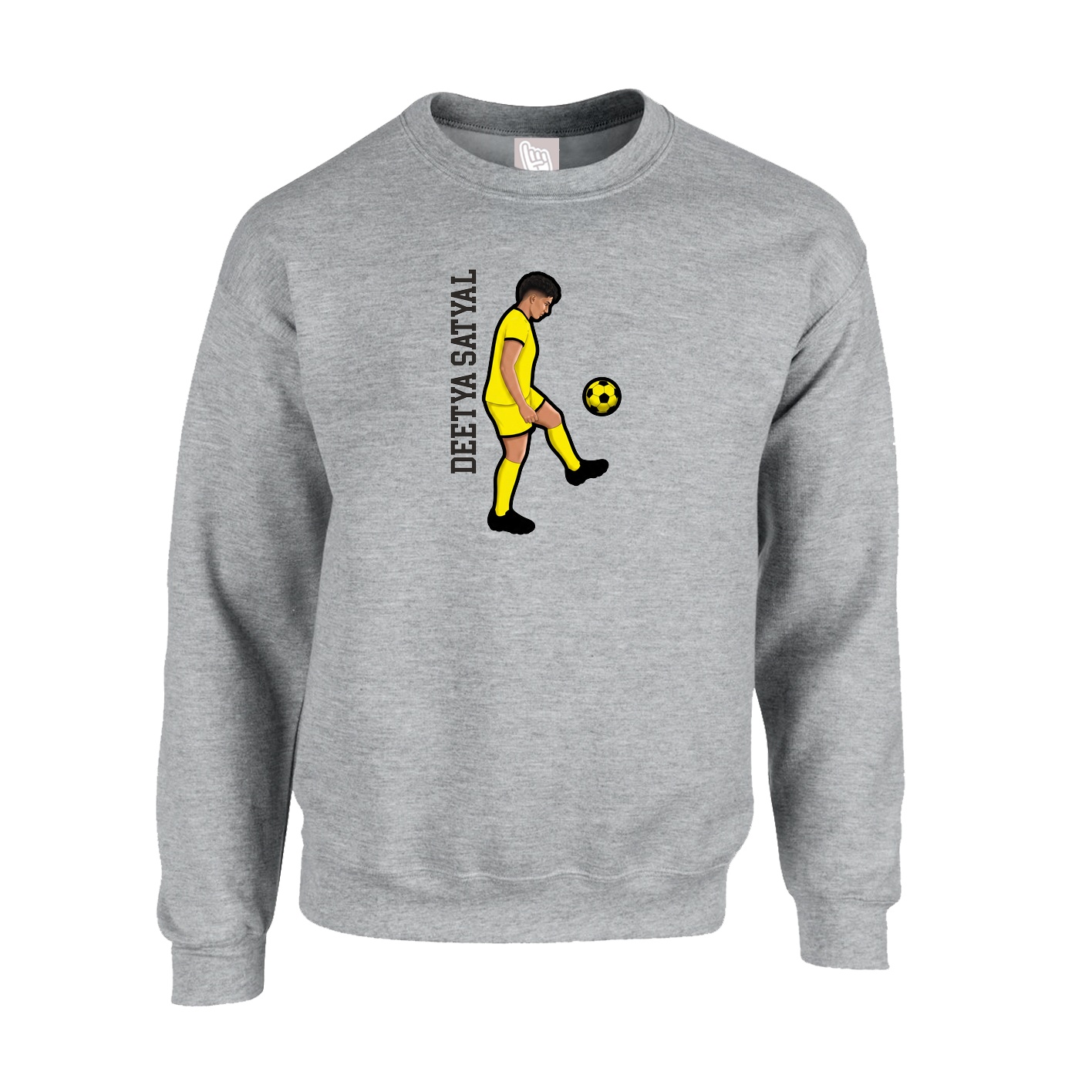 Fleece Crew — Name Vertical in Grey