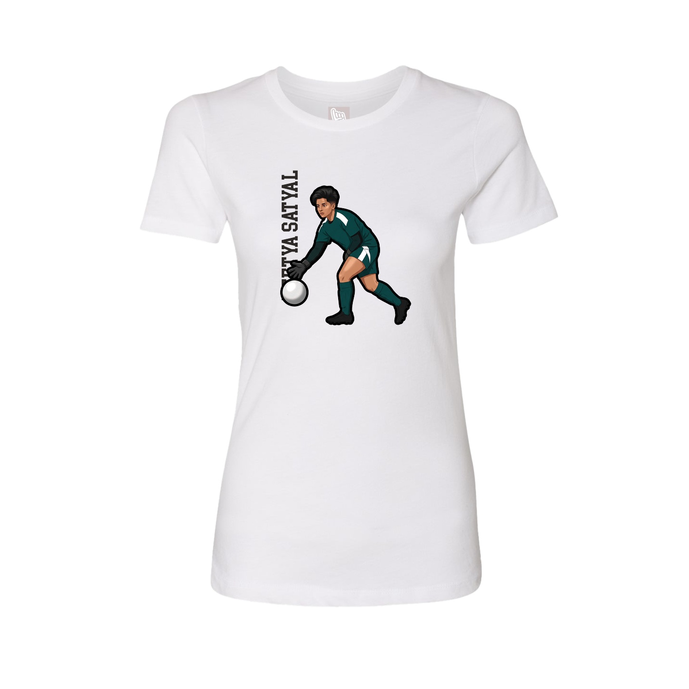 Fitted Women's Tee — Name Vertical in White