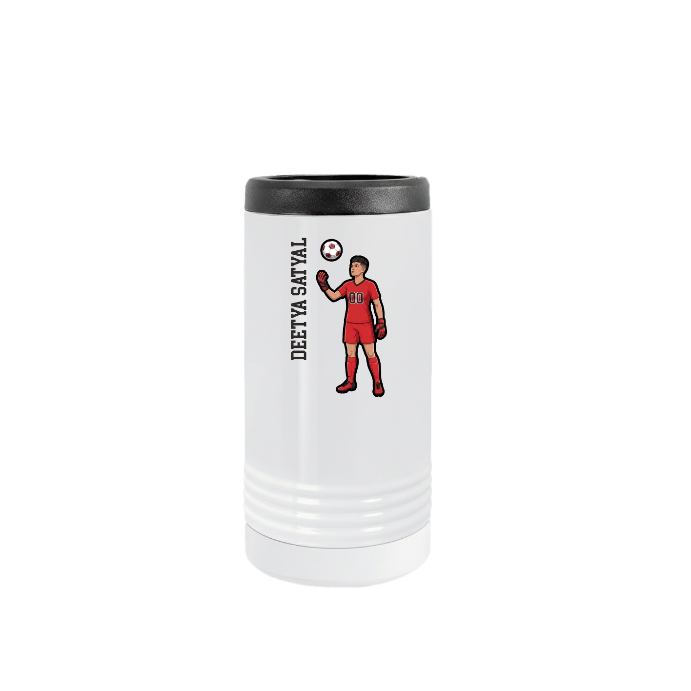 Slim Beverage Holder — Name Vertical in White