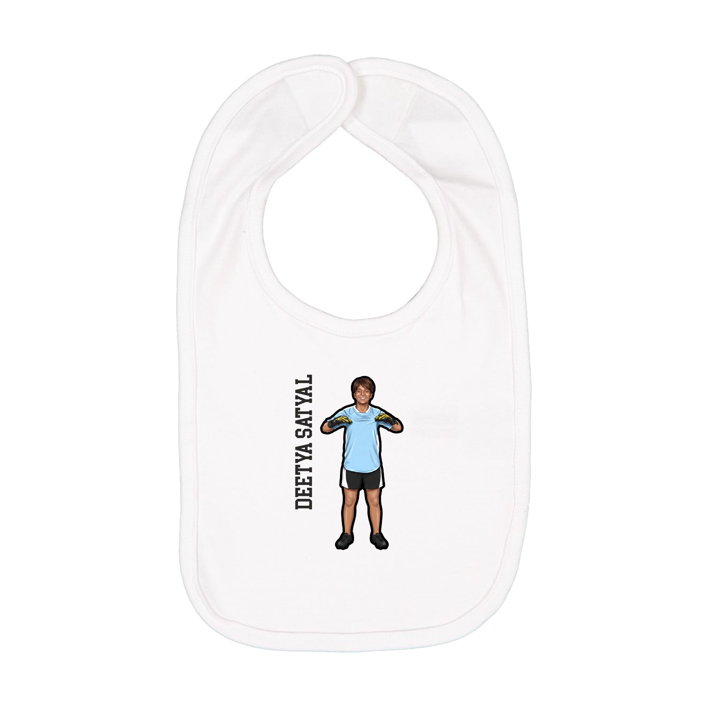 Infant Bib — Name Vertical in White