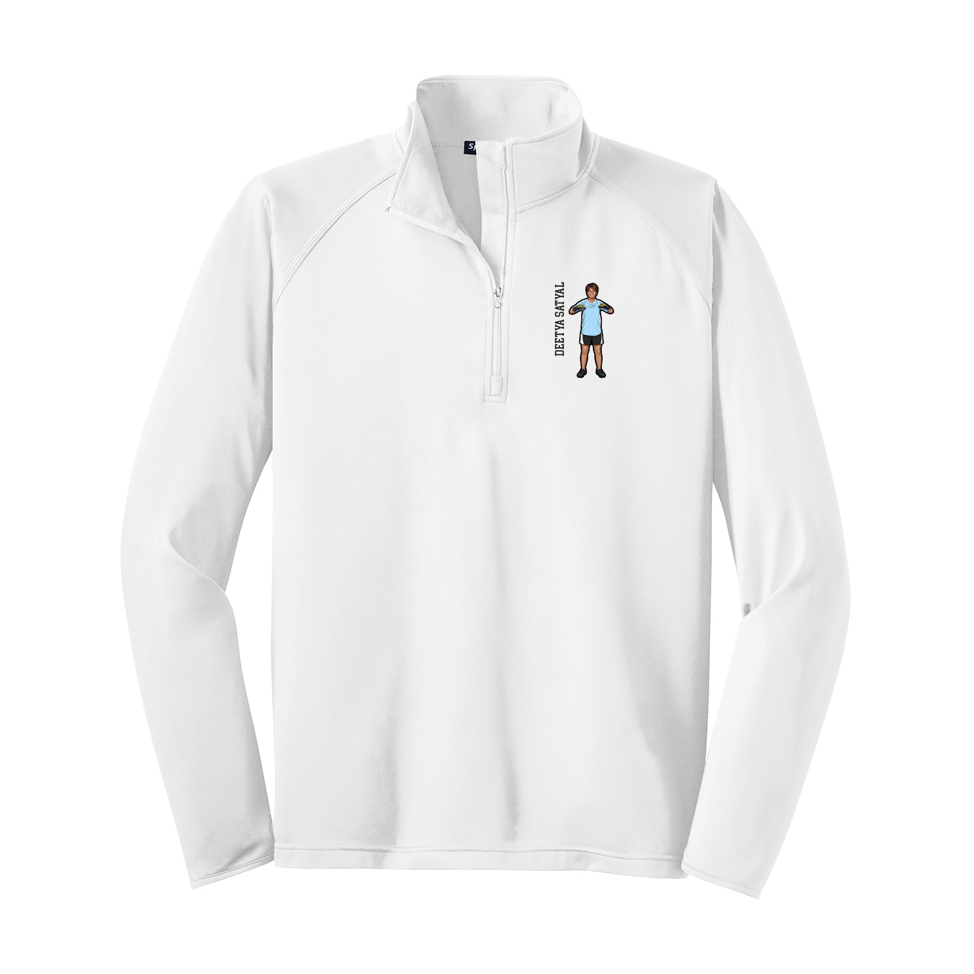 Q-Zip Pullover — Name Vertical in White