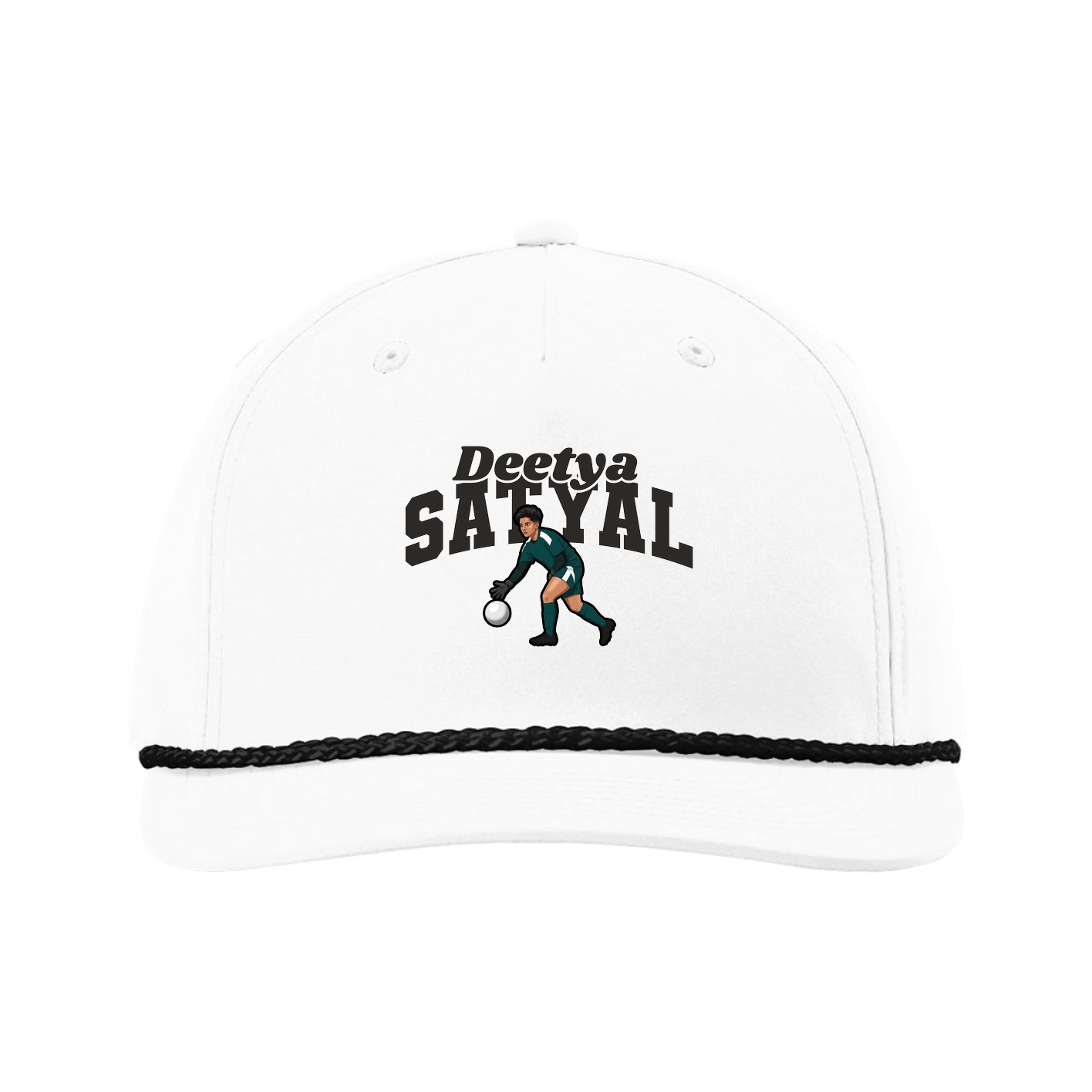 Five-Panel Classic Rope Cap — Signature Arch in White