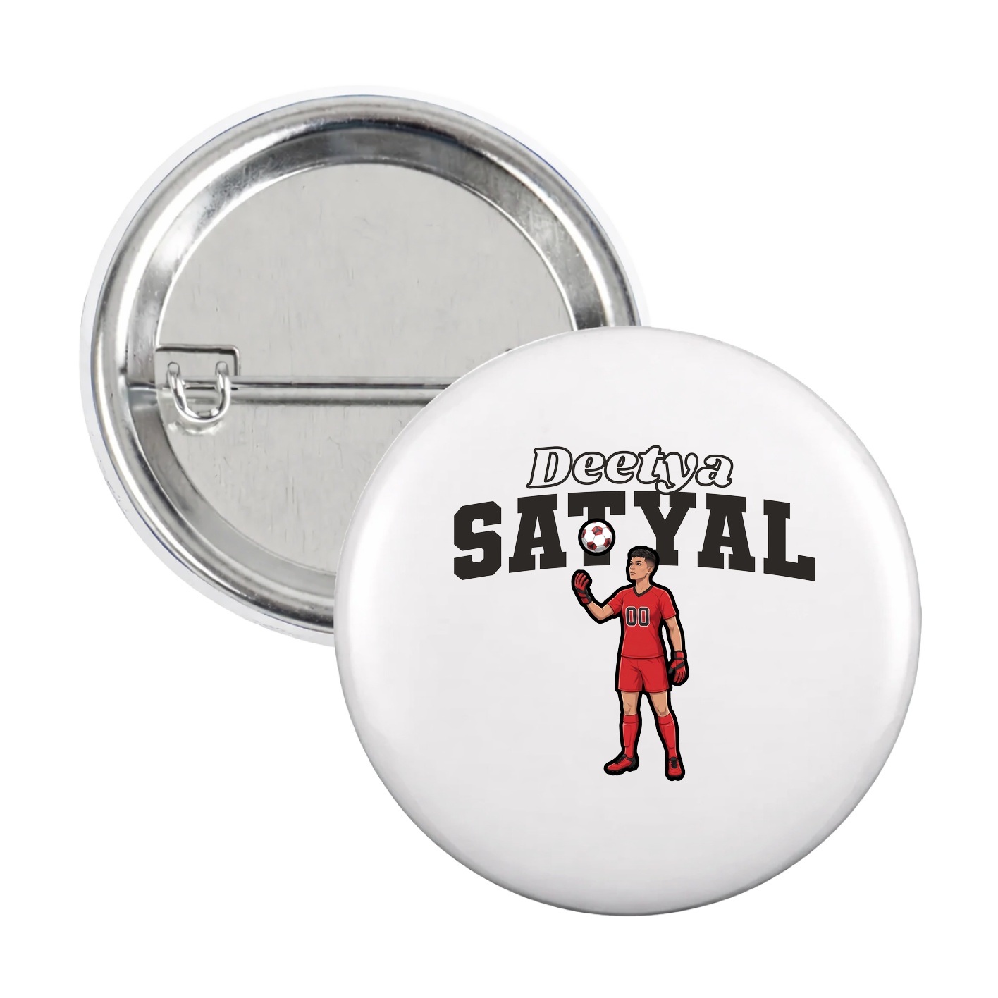 Game Day Button — Name Arch in White