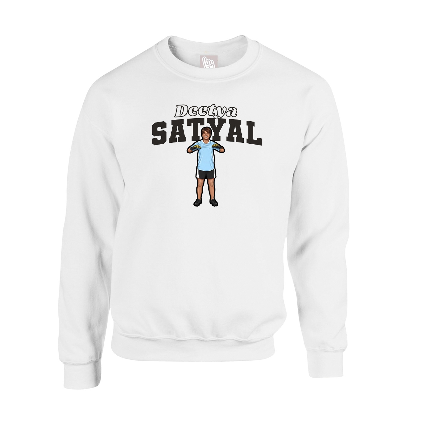 Fleece Crew — Name Arch in White