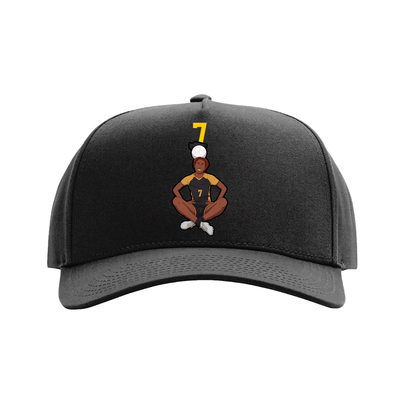 Full Fabric Five-Panel Champ Cap — Number Top in Black