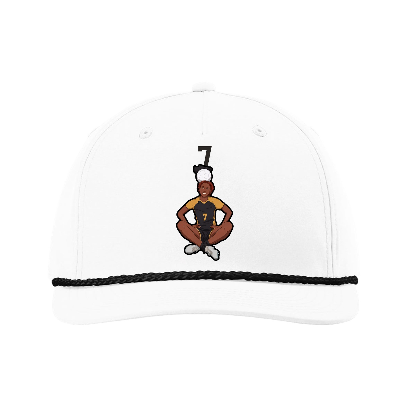 Five-Panel Classic Rope Cap — Number Top in White