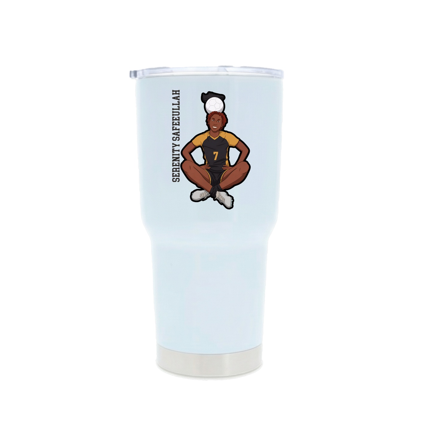 30oz Stainless Steel Tumbler — Name Vertical in White