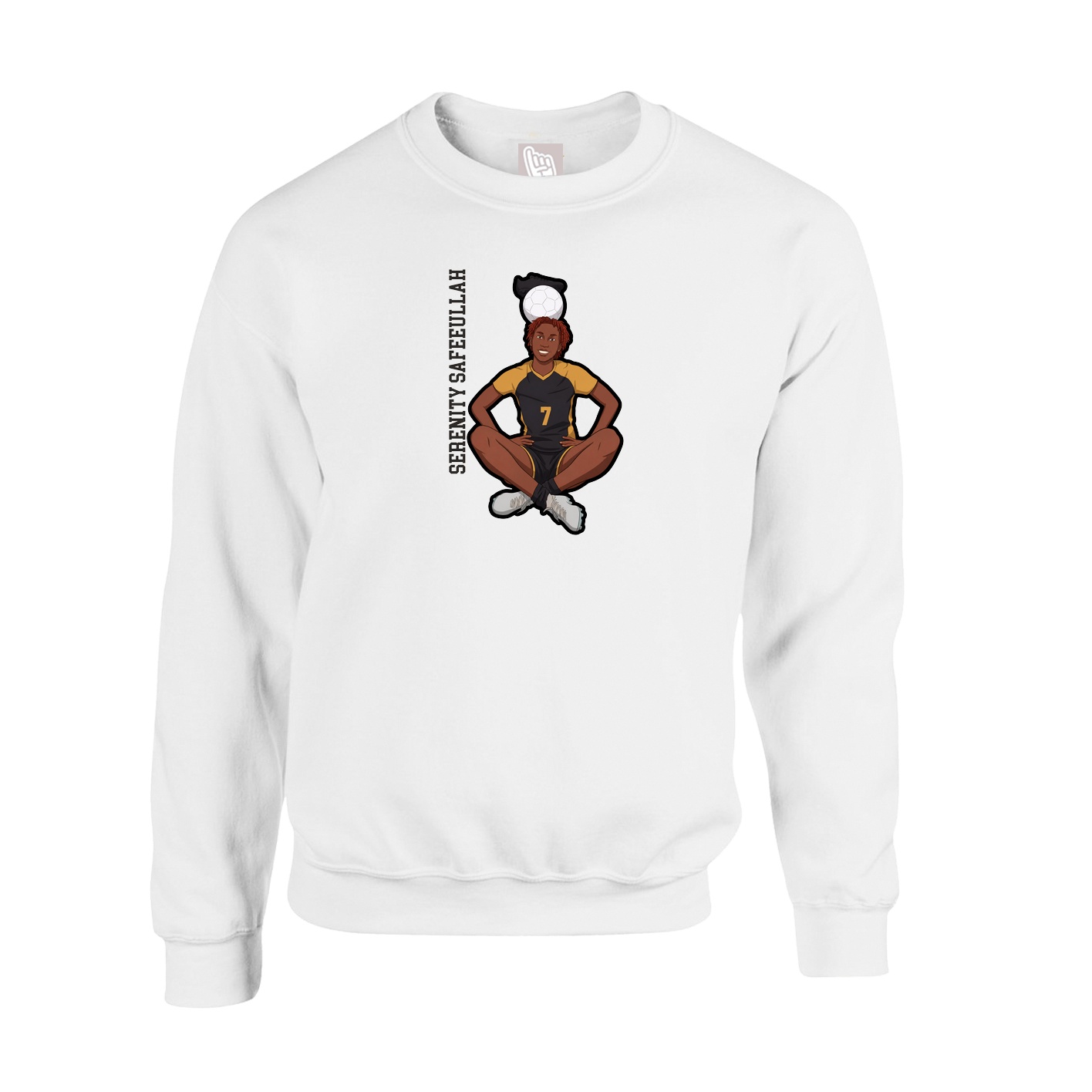 Fleece Crew — Name Vertical in White