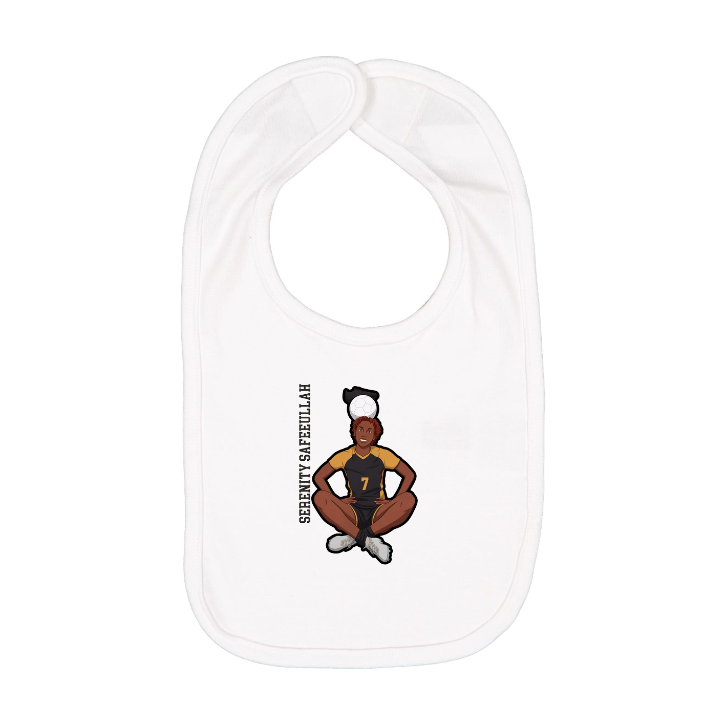 Infant Bib — Name Vertical in White