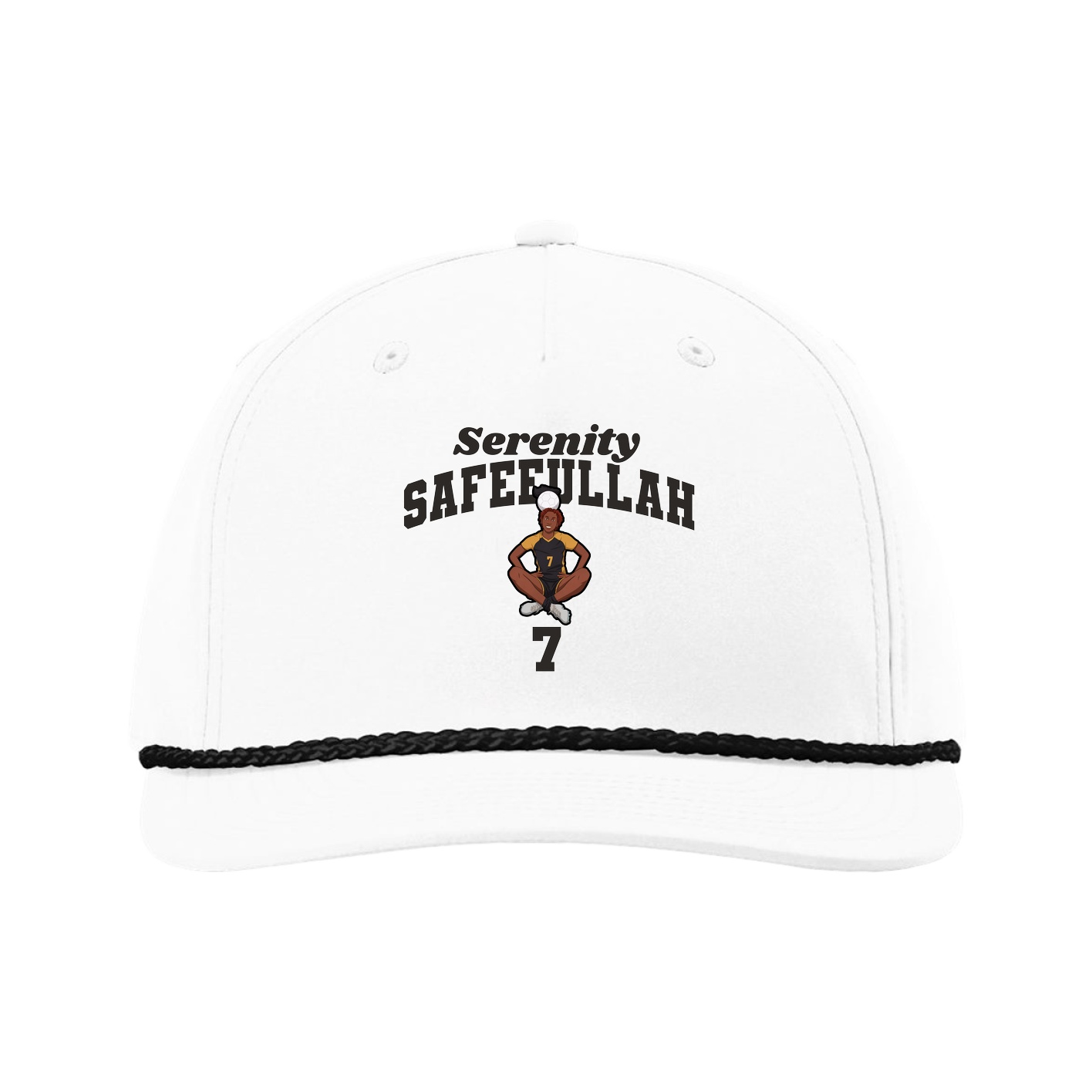 Five-Panel Classic Rope Cap — Signature Arch in White