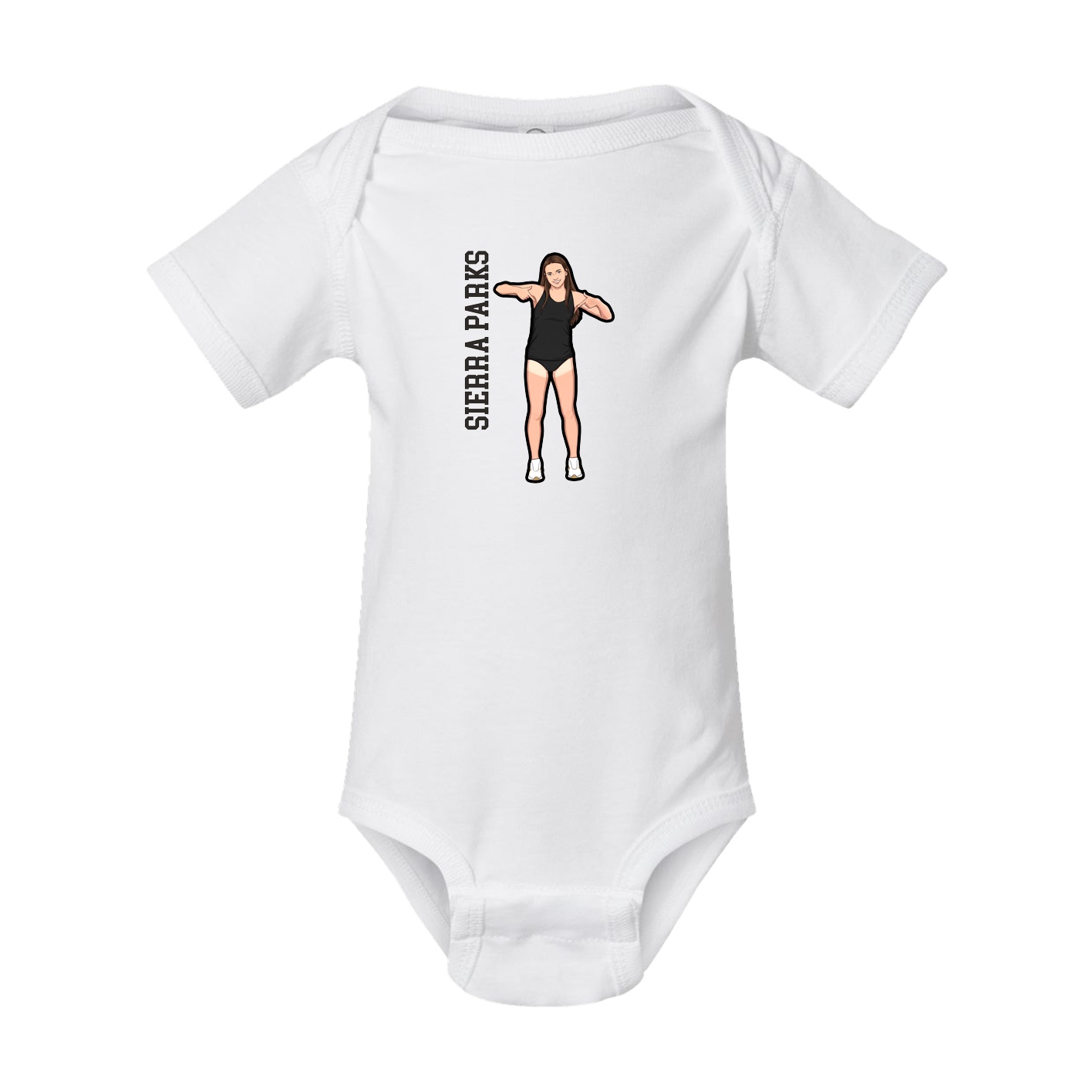 Baby Onesie — Name Vertical in White