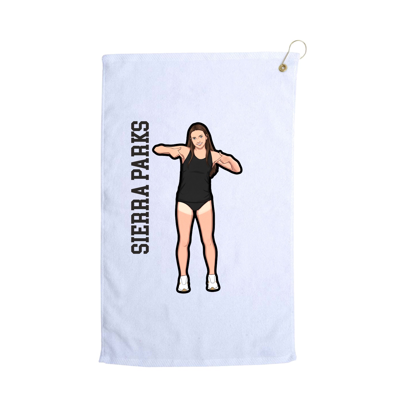 Golf Towel — Name Vertical in White