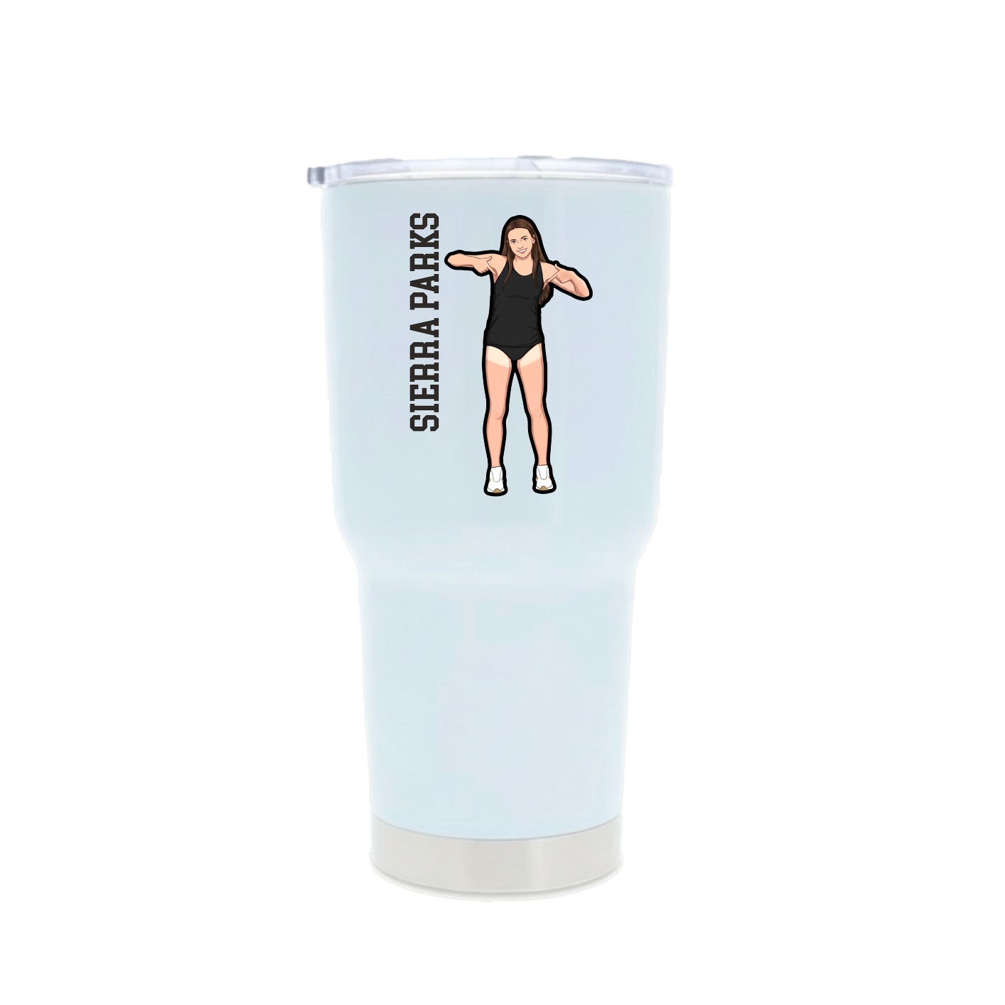 30oz Stainless Steel Tumbler — Name Vertical in White