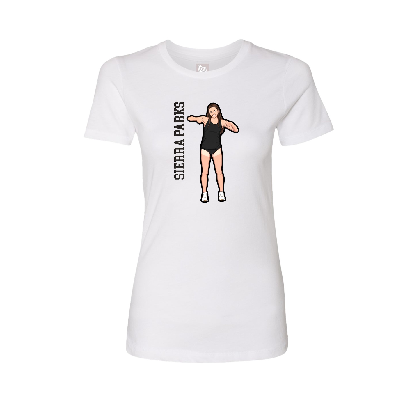 Fitted Women's Tee — Name Vertical in White