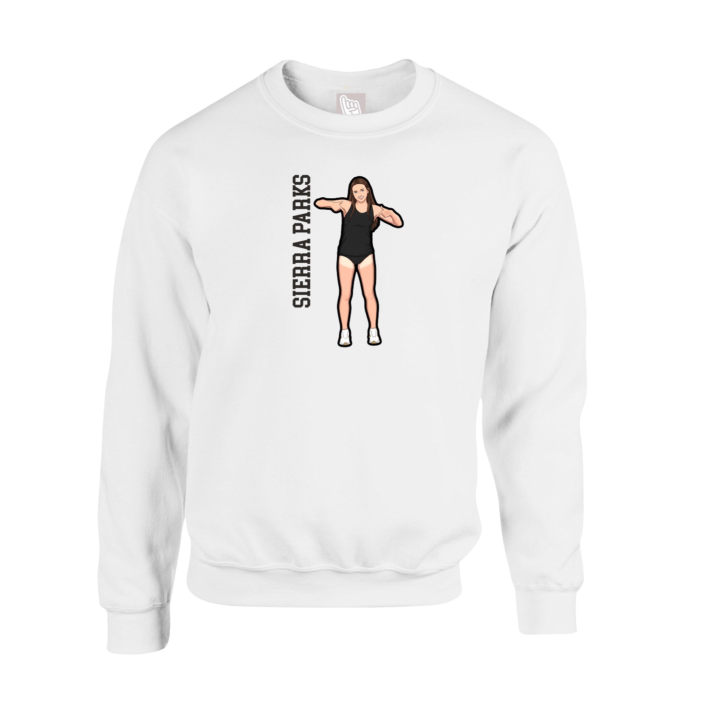Fleece Crew — Name Vertical in White