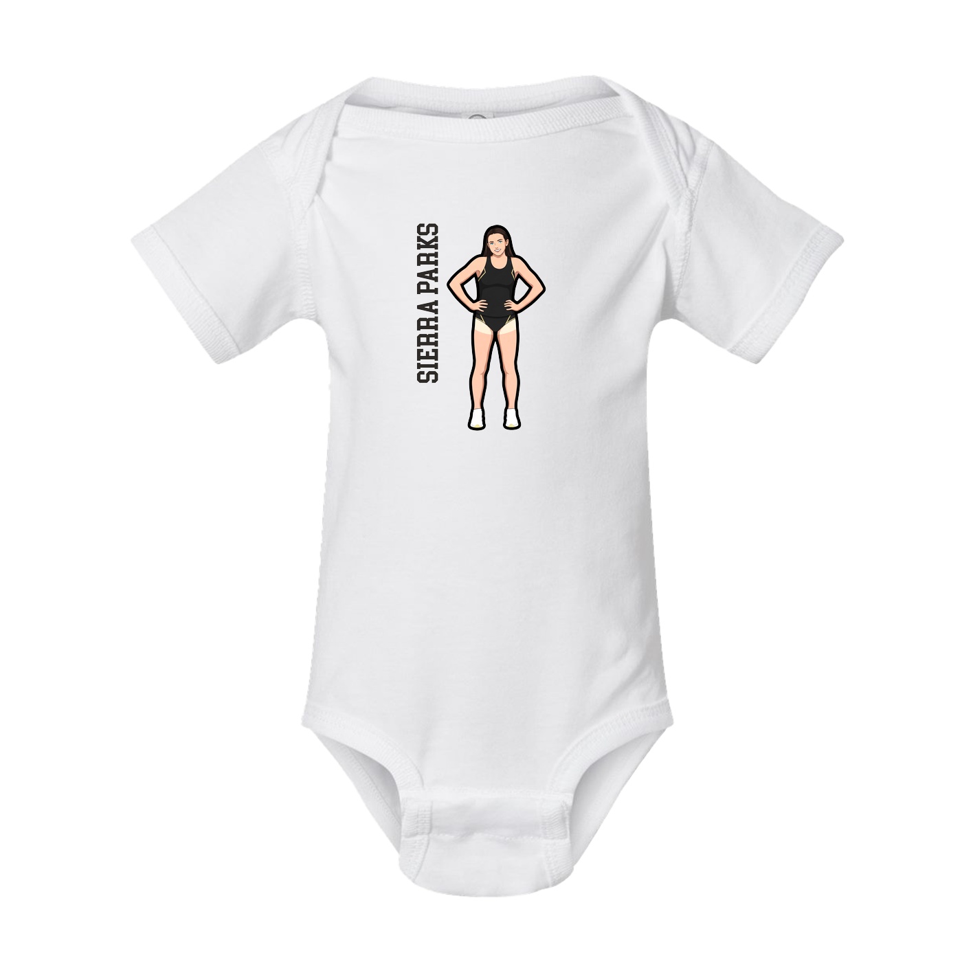Baby Onesie — Name Vertical in White