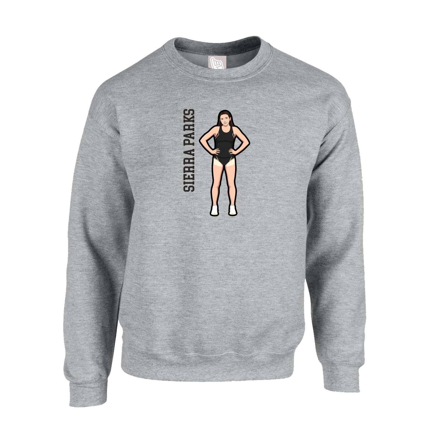 Fleece Crew — Name Vertical in Grey